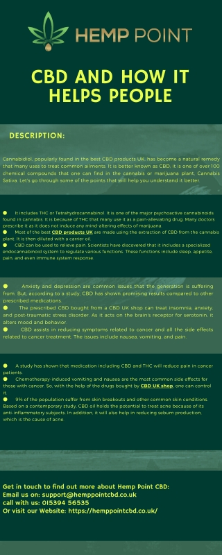 CBD And How It Helps People