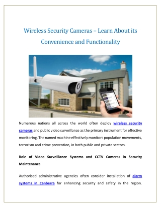 Wireless Security Cameras – Learn About its Convenience and Functionality