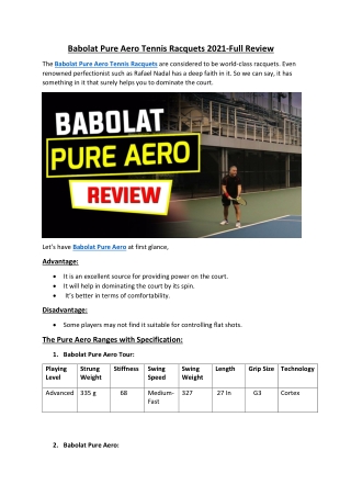 Babolat Pure Aero Tennis Racquet-Reviews