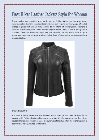 Best Biker Leather Jackets Style for Women