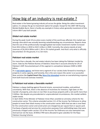 How big of an industry is real estate