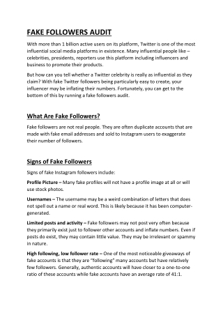 FAKE FOLLOWERS AUDIT