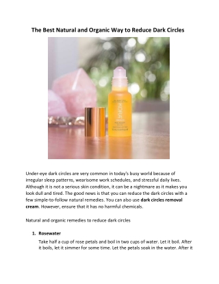 The Best Natural and Organic Way to Reduce Dark Circles
