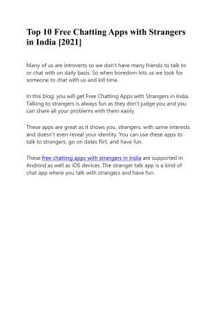 Top 10 Free Chatting Apps with Strangers in India