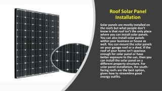 Roof Solar Panel Installation