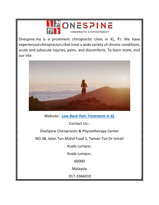 Low Back Pain Treatment in Kl | Onespine.my