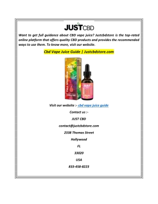 Cbd Vape Juice Guide  Justcbdstore.com