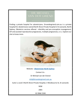 Obstetrician North Sydney | Drvandergriend.com.au