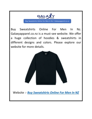 Buy Sweatshirts Online For Men In Nz  Galaxyapparel.co.nz