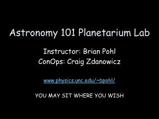 Astronomy 101 Planetarium Lab