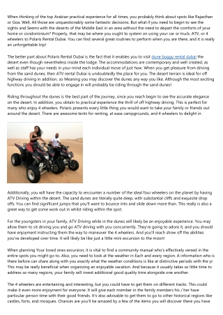 7 Little Changes That'll Make a Big Difference With Your dune buggy rental dubai