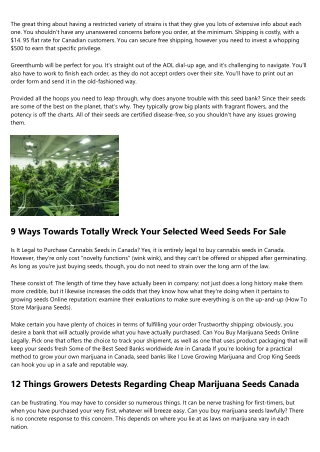 8 Horrible Mistakes You're Helping Make Along With Buy Weed Seeds Legal