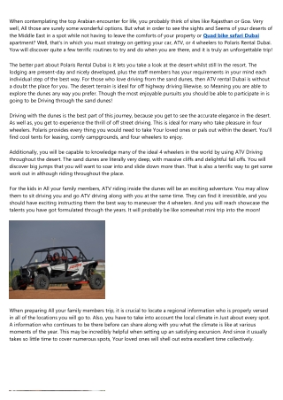 What the Best ATV rental Dubai Pros Do (and You Should Too)