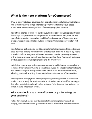 What is neto platform_