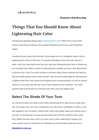 Things That You Should Know About Lightening Hair Color