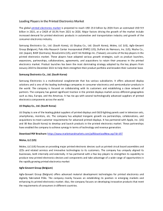 Printed Electronics Market