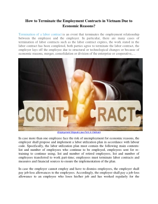 How to Terminate the Employment Contracts in Vietnam Due to Economic Reasons?