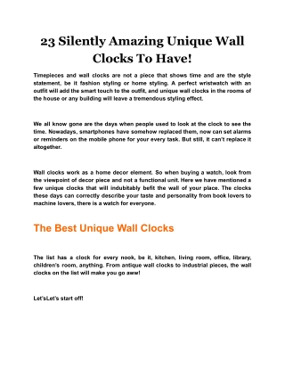 23 Silently Amazing Unique Wall Clocks To Have!