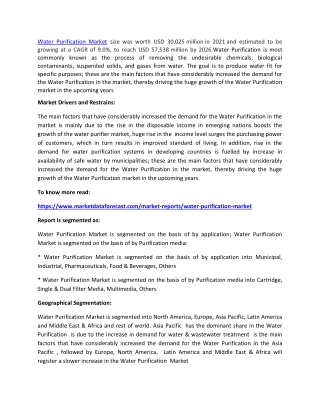 Water Purification Market 2021-2026