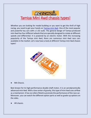 Tamiya Mini 4wd chassis types!