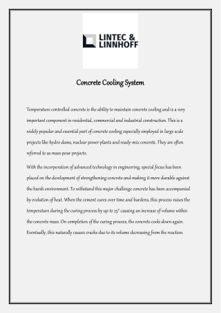 Concrete Cooling System | Lintec & Linnhoff