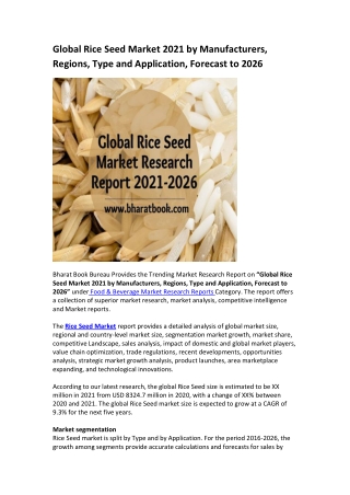 Global Rice Seed Market Research Report 2021-2026