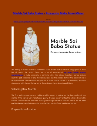 Marble Sai Baba Statue - Process to make from mines