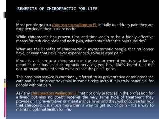 Benefits of Chiropractic for Life