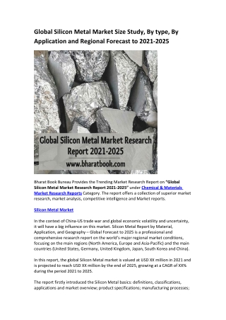 Global Silicon Metal Market Research Report 2021-2025