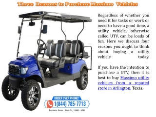 Three Reasons to Purchase Massimo Utility Vehicles