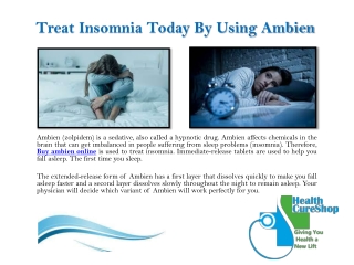 Treat Insomnia Today By Using Ambien