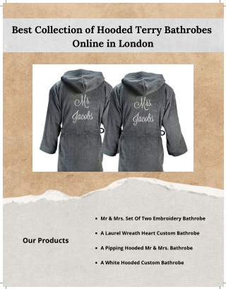 Best Collection of Hooded Terry Bathrobes Online in London
