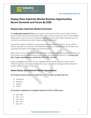 Display Glass Substrate Market Recent Demands and Future By 2026