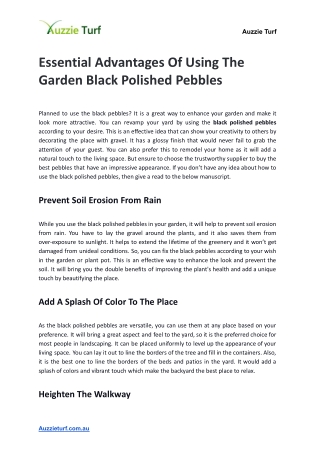 Essential Advantages Of Using The Garden Black Polished Pebbles