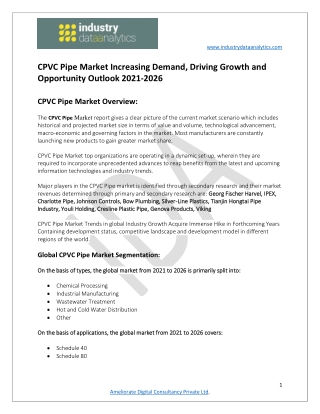 CPVC Pipe Market Opportunities, Revenue Analysis till 2026