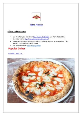 5% Off - Nona Pizzeria Restaurant Maroubra, NSW