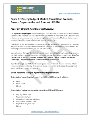 Paper Dry Strength Agent Market Driving Growth and Opportunity Outlook 2021-2026