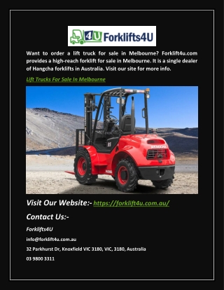 Lift Trucks For Sale In Melbourne