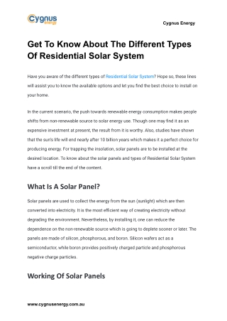 Get To Know About The Different Types Of Residential Solar System