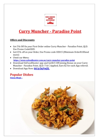 5% Off - Curry Muncher Indian restaurant Paradise Point, QLD