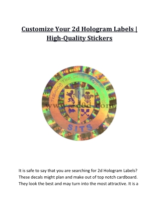 Customize Your 2d Hologram Labels