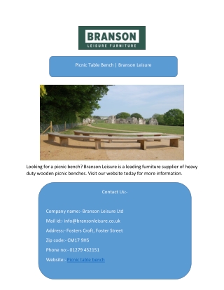 Picnic Table Bench  Branson Leisure-converted