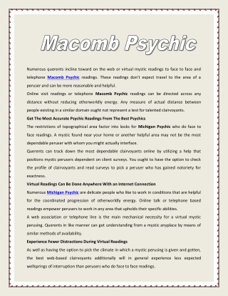 Macomb Psychic