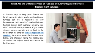 What Are the Different Types of Furnace and Advantages of Furnace Replacement services