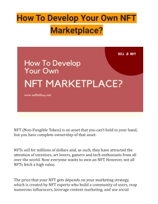 How To Develop Your Own NFT Marketplace?