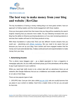 best way to make money online from blog & website