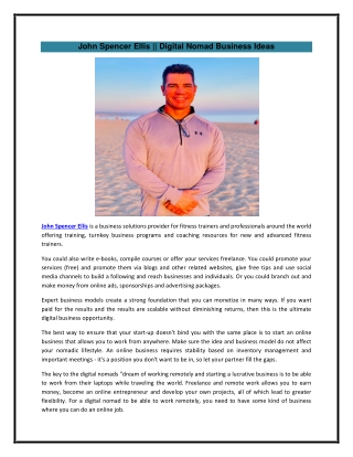 John Spencer Ellis Digital Nomad Business Ideas