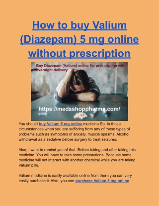 How to buy Valium (Diazepam) 5 mg online without prescription