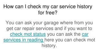How can I check my car service history for free_