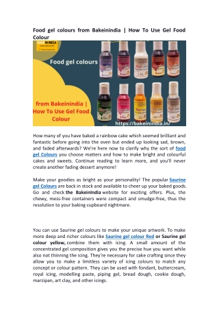 Food gel colours from Bakeinindia  How To Use Gel Food Colour